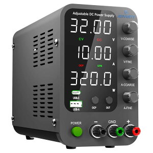 �������艻�d���V�^SPS-3010V(32V/10A) �A0-32V 0-10A�d���d���ρA�X�C�b�`���O�d���A20W USB Type-A & Type-C�}���[�d�A�G���R�[�_�[�m�u�A�o��ON/OFF�X�C�b�`�A�����x4��LED�f�B�X�v���C�AOCP�ߓd���ی�