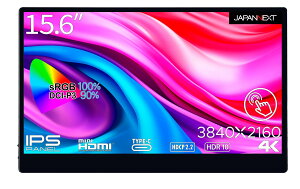 JAPANNEXT 15.6�C���` ���o�C�����j�^�[ IPS �p�l�� 4K UHD 3840x2160�𑜓x �X�}�[�g�P�[�X�t�� (Type C/MAC PC�Ή�/�X�s�[�J�[���� / sRGB100% / ����) JN-MD-IPS1563UHDR-T