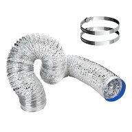 Tosucs ダクトホース 100MM（直径）5M（長さ）フレキシブルダクト 100mmのホースバンド2本付き レンジフ…
