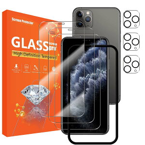 seninhi 3+3�p�b�N i Phone 11 Pro�p �X�N ���[���v���e�N�^�[ 3�p�b�N + �J���������Y�v���e�N�^�[ 3�p�b�N �����K���X�X�N ���[���v���e�N�^�[ ���t���ȒP�t���[���t�� �d�x9H ���h�~ �C�A�Ȃ� - 
