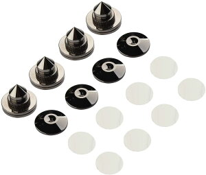 Flushbay 4個セット インシュレーター ス パイク 金属製 スピーカー ス パイク受け 高さ 調整可能 インシュレーター スピーカー用 オーディオ 音質 向上 (ブラック)