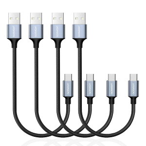 aceyoon USB Type C �P�[�u�� 20cm �Z�� 4�{�Z�b�g �^�C�vC �P�[�u�� 0.2M �ő�3A USB-A to USB-C 20�Z���` ���ϋv�i�C�����҂� USB-C �@��ɑΉ� USB C Cable
