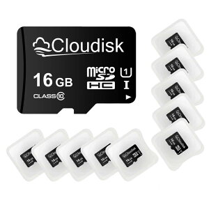 Cloudisk Micro SDJ[h16 GB(10Zbg) tbVJ[h NX10 A 1 U 1 Micro SDHCASDA_v^AJ[h[_[i16 GBj