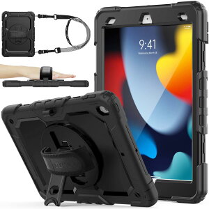 SEYMAC stock iPad 10.2C` 9/8/7 P[X ϏՌ یtBt y[ 360°]X^h nhXgbv V_[Xgbv SʕیJo[ (ubN)