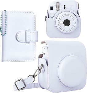 HIYQIN �`�F�L�P�[�X instax mini 12�P�[�X,Fujifilm �`�F�L12�P�[�X ��28���ʐ^����A�� �o���t��2�_�Z�b�g �`�F�L mini 12�J�����P�[�X �V�����_�[�X�g���b�v�t�� PU���U�[ - �z���C�g