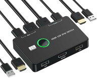 KVMスイッチ-NUIKOTI HDMI KVM切替器 2入力1出力 4K@60Hzをサポート 2台のコンピューター用のUSB HDMIス…