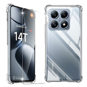 �Ή� Xiaomi 14T �P�[�X �N ���A ���ϖh�~ + Xiaomi 14 T �K���X�t�B���� �_�� �V���I�~ 14T 5G �P�[�X �ϏՌ� �K���X�t�C�����ی�t�� �w��h�~ �����h�~ �ϏՌ� �K���X�t�C�����ی�t�� �w��h�~ ��