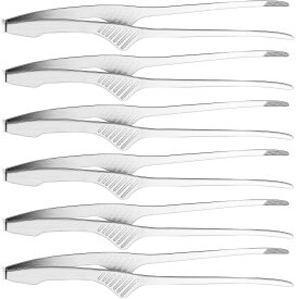 ziyue トング 焼肉 ステンレス 自立式 キャンプ バーベキュー 菜箸 すべりにくい 取り分け パスタ 焼肉トング (先端, 6本セット)