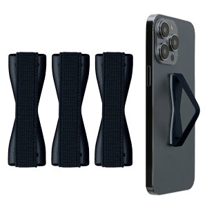 kwmobile 3x スマートフォン フィンガーホルダー i Phone Galaxy AQUOSなどに対応 - 片手 ゴムバンド グリップ - メタリック ゾディアック ブルー