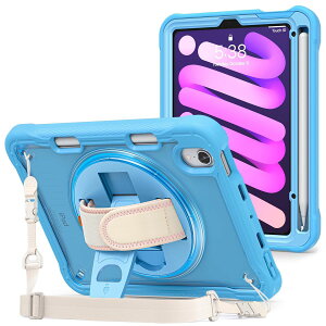 ProCase iPad Mini A17 Pro ��7���� 2024 Mini6 2021 8.3�C���` ���|���� �q���E�����Ɨp �ϏՌ� �J�o�[ �y�����[ 360°��]�X�^���h �n���h�X�g���b�v�t�� �K�p�@��FiPad Mini A17 Pro ��7���� 2024�AMini ��6��