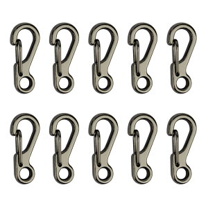 カラビナ 小 ミニ型 10個セット ミニカラビナ カラビナスナップ キーホルダー 小物 鍵 つける先 キャンプ ハイキング TEMLUM (グレー)