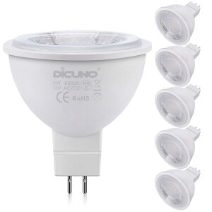 DiCUNO MR16 12V LED�d�� GU5.3���� 50W�`�n���Q�������i5W�j�����F 6000k ���P�x500lm �X�|�b�g���C�g �����s�� 6��