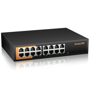 keepLiNK 16ポート スイッチングハブ Giga 10/100/1000Mbps 静音ファンレス 金属筺体 設定不要