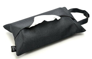 Kuai 車用 ティッシュケース ティッシュホルダー ティッシュカバー 撥水 布製 吊り下げ 北欧 キッチン 壁掛け カラバリ おしゃれ 便利 収納 2way 横置き 箱ごと入る シンプル (ブラック)