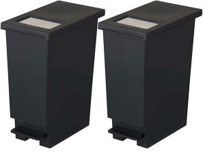 【.co.jp 限定】 新輝合成(Shinki Gosei) トンボ ユニード ゴミ箱 蓋を開けずにごみを捨てられる プッシュタイプ 軽いペダルでサッと開く キッチン 分別 30リットル ブラック 2個セット 幅23.5×奥行