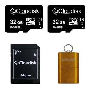 Cloudisk Micro SDJ[h32 GB(2Zbg) tbVJ[h micro SDHCJ[h ASDA_v^ƃJ[h[_[tANX10AA 2AU 3AUHS-Ii32 GBj