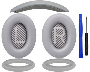 SOULWIT �C���[�p�b�h + �w�b�h�o���h + �C���[�p�b�h�J�o�[ Bose QuietComfort 35 QC35, QC35 ii Over-Ear �w�b�h�Z�b�g �p ���� �L�b�g �w�b�h�z�� �ւ� �p�b�h �򉻖h�~ �N�b�V���� (�V���o�[)
