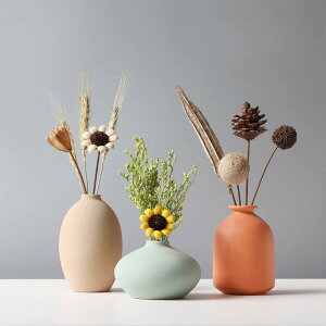 AIVAR 花瓶 陶器 フラワーベース 花器 一輪挿し 北欧 おしゃれ 3つセット 和風花瓶 シンプル 小さい フラワーベース セット インテリア 造花 水栽培 花瓶 プレゼント ギフト (セット3:茶色+青+