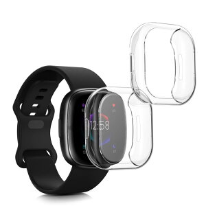 kwmobile 2x P[X Fitbit Versa 4 / Sense 2Ή Jo[ - tJo[ VR ϏՌ S̕ی 