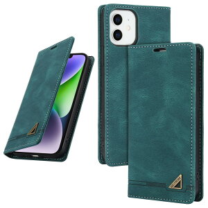 UnivoColors i Phone 12 mini 手帳型ケース 高級合皮 スタンド機能 カード収納 マグネット式 TPUソフトカバー RFIDブロッキング カメラ保護 衝撃吸収 全面保護 衝撃吸収 おしゃれ カバー(青緑)