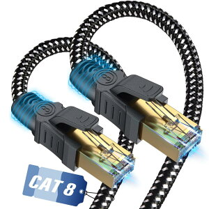 Lanケーブル 1M CAT8,SWECENT 有線lanケーブルカテゴリー8イーサネットケーブル 40Gbps 2000MHz SFTP RJ45 超高速らんけーぶる 金メッキコネクタ 二重シールド 爪折れ防止 ADSL回線 光回線 有線ランケーブ