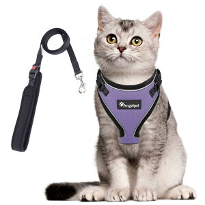 猫 猫用 ハーネス 胴輪 猫具 ねこ ネコ 子猫 子犬 小型犬 散歩 お出かけ 抜けない ベスト ソフト胸あて 軽量 頭を通さずマジックテープで装着 サイズ調節可 夜反射 通気メッシュ (XSサイズ (x 1