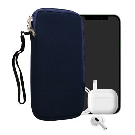 kwmobile クッション ポーチ XXL - 7”対応 - ネオプレン スマートフォン 保護 ケース 紺色