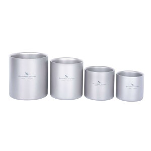 Boundless Voyage チタンマグカップ 二重構造 アウトドア用マグカップ ダブルウォール 保温 保冷 超軽量 錆びない スタッキングマグ アウトドア キャンプ用品 メッシュ収納袋付き (120/180/300/450ml4