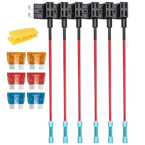 KILIGEN 6��12V 24V�W����H�ǉ��q���[�Y�^�b�v�A�M���k�[�q�t���AATS�~�f�B�A���s�M�[�o�b�N�u���[�h�q���[�Y�z���_�[�A���C���[�n�[�l�X�t���A6�̕W���q���[�Y(5A/10A/15A)����уq���[�Y