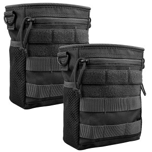 JETEDC(ジェットイデイシイ)MOLLE ダンプポーチ 収納 ミリタリーポーチ 収納ベルトバッグ 2枚入り (ブラック)