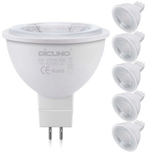 DiCUNO MR16 12V LED�d�� GU5.3���� 50W�`�n���Q�������i5W�j�d���F 2700k ���P�x500lm �X�|�b�g���C�g �����s�� 6��