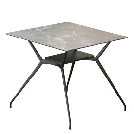 ダイニングテーブル 80cm幅 角テーブル ガラステーブル 強化紙 ストーン アイアン 棚付き モダン 北欧 カジュアル シンプル 北欧モダン 2人用 食卓 机
