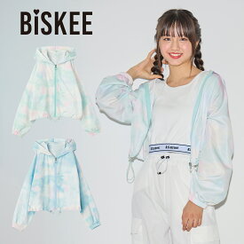 【SALE】【MAX30%OFFクーポン対象】 パーカー 薄手 キッズ 女の子 ジップ タイダイ シアー 透け感 夏 ショート丈 涼しい 個性的 ダンス ティーンズ キッズ 韓国 子供 小学生 中学生 140 150 ビスキー BISKEE