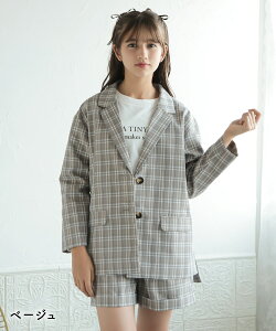 チェックブレザージャケット ジャケット ブレザー カジュアル フォーマル セットアップ可能 卒業式 謝恩会 動きやすい かわいい 春 秋冬 通学 ガールズ 女の子 小学生 130cm 140cm 150cm 160cm アム