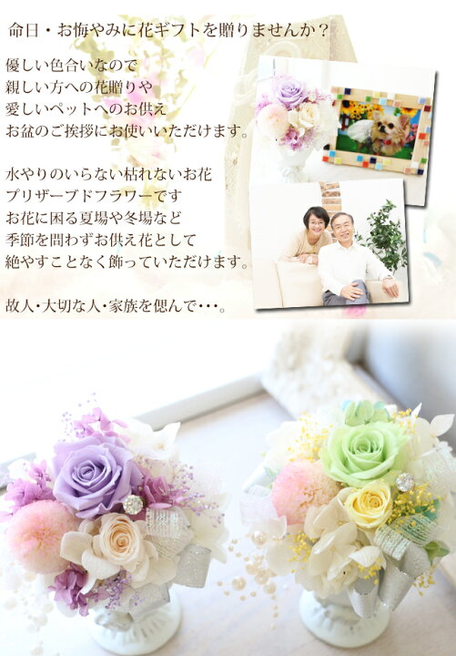 楽天市場 仏花 フューネラルブーケ 枯れない プリザーブドフラワー お供えのお花 仏花 フューネラルフラワー お盆 お供え 新盆 仏壇 お仏壇花 初盆 仏具 喪中お見舞い 常花 お悔やみ お花 お彼岸 ペット葬 ペット供養 虹の橋 プリザ 法事 四十九日 贈り物 名前詩