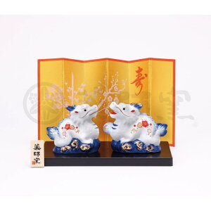 中外陶園 薬師窯 染錦 招福 辰 阿吽 61 辰年 2024年 令和6年 たつ 辰 たつ年 えと 干支 迎春 新年 正月 飾り 陶器 年末 年始 挨拶 神社 寺院 会社