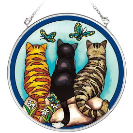 ステンドグラス 吊り型 ネコ 背中 Cats & Company MC サンキャッチャー パネル ボード 飾り ねこ 猫