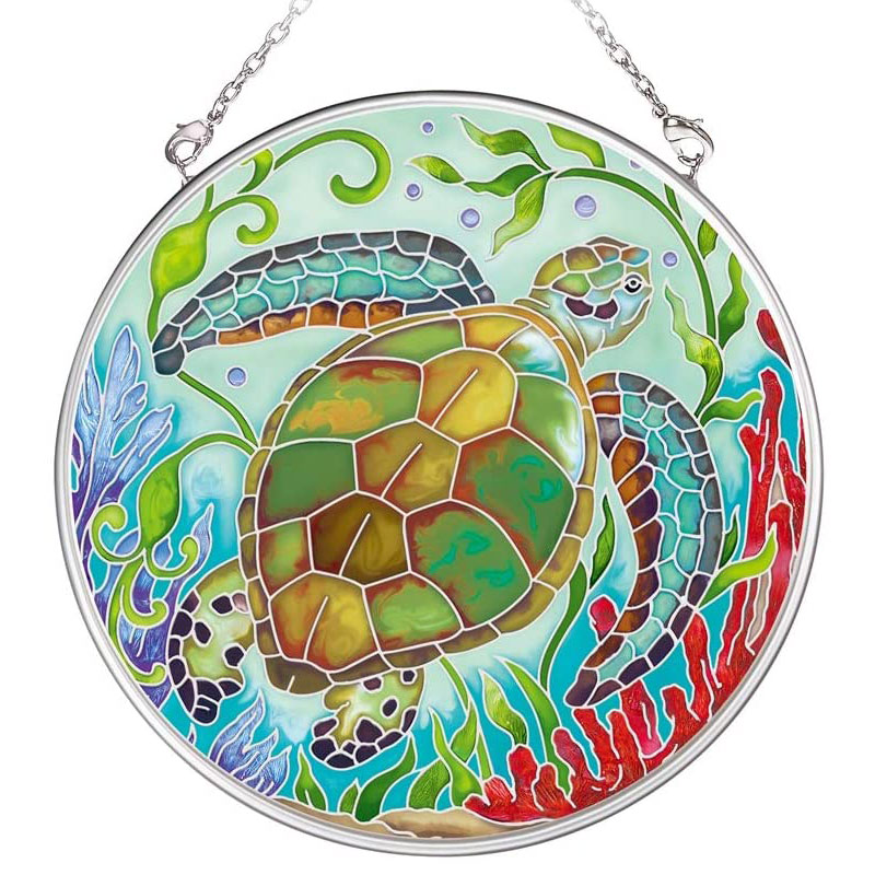 楽天市場】ステンドグラス 吊り型 かめ Sea Life Turtle MC カメ 海 亀