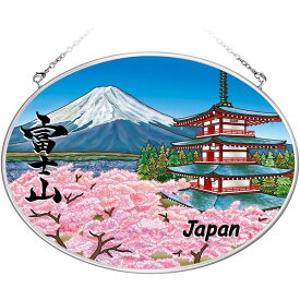ステンドグラス 吊り型 富士山 Mt. Fuji MO 和風 サンキャッチャー パネル ボード 飾り