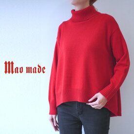 【40％オフ・セール】 mao made マオメイド ニット セーター タートル ネック バック タック Aライン プルオーバー やわらか ウール 混