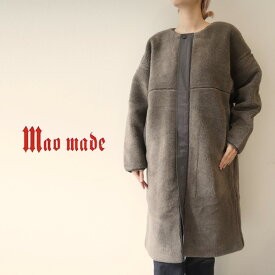 【40％オフ・セール】 マオメイド mao made ロング コート ベアー ボア フリース ノーカラー クルーネック ワイド シルエット