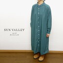 【50％オフ・セール】サンバレー SUNVALLEY ワンピース シャツワンピース シャツワンピ ミモレ丈 ロング ティアード ギャザー 入り 長袖 ボイル 綿 100% 日本製品染め レディース 2025年春夏物