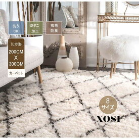 ラグマット ラグカーペット 洗える おしゃれ ベニワレン風モロッカンデザインラグ 絨毯 長方形 シャギーラグ リビングラグ 北欧 モノトーン