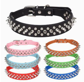 首輪 犬用 ペット用 単品 カラー スタッズ チョーカー 鋲 フェイクレザー ハード ベルト かっこいい おしゃれ カジュアル お出かけ お散歩 ペッ