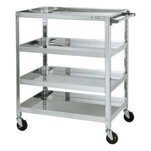 【個人宅配送不可】サカエ SAKAE SAS4-75114DC 直送 代引不可・他メーカー同梱不可 ステンレススーパーワゴン(SUS430/導電性ゴム車/ねじ込み式キャスター) SAS475114DC