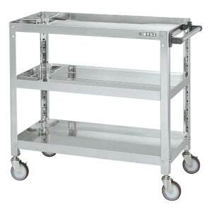 【個人宅配送不可】サカエ SAKAE SAS4-9073NU 直送 代引不可・他メーカー同梱不可 ステンレススーパーワゴン(SUS430/ナイロンウレタン車/ねじ込み式キャスター) SAS49073NU