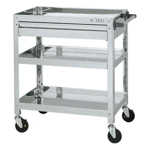 【個人宅配送不可】サカエ SAKAE SAS4-6083ADC 直送 代引不可・他メーカー同梱不可 ステンレススーパーワゴン(SUS430/導電性ゴム車/引出付/ねじ込み式キャスター) SAS46083ADC