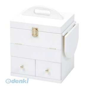 MUD-6930WH 直送 代引不可・他メーカー同梱不可 コスメボックスMUD6930WH ミラー 木製 バタフライ式ミニテーブル付き ホワイト HAGIHARA 収納 メイクボックス 三面鏡