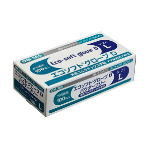 直送・代引不可 〔まとめ〕 オカモトエコソフト グローブD 天然ゴムラテックス パウダーフリー L OM-365-L 1箱 (100枚) 〔×2セット〕 別商品の同時注文不可