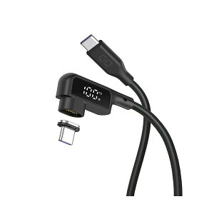 直送・代引不可 CIO ディスプレイ表示付きL字型マグネットシリコンケーブル CtoC 100W 0.5m ブラック CIO-SLLMG-SC-CC05-BK1本 別商品の同時注文不可